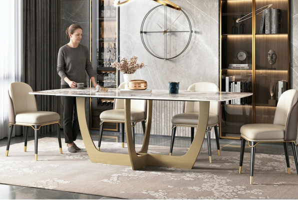 Meubles de luxe Tables en métal 180x90cm Salon Hôtel Salle à manger Table Designer nouveau