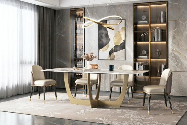 Meubles de luxe Tables en métal 180x90cm Salon Hôtel Salle à manger Table Designer nouveau