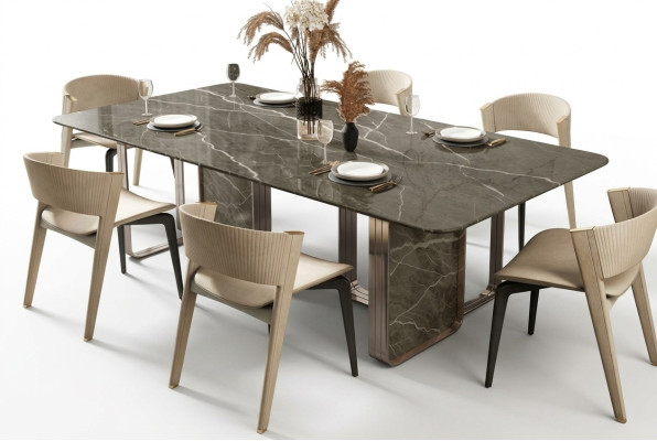 Table à manger Salle à manger Cuisine moderne en acier inoxydable Tables de design en métal Table de la salle de séjour