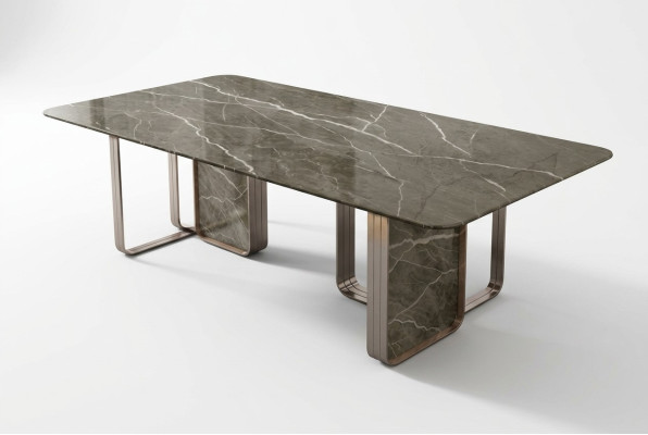 Designer Tissu de rembourrage Table de luxe Tables 240x100 Tables à manger Table à manger en marbre Salle à manger