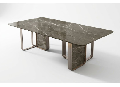 Designer Tissu de rembourrage Table de luxe Tables 240x100 Tables à manger Table à manger en marbre Salle à manger