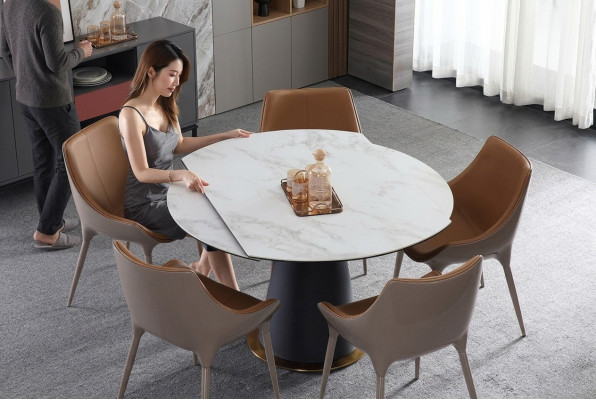 Une élégante table à manger ronde pour votre salle à manger dans un style moderne