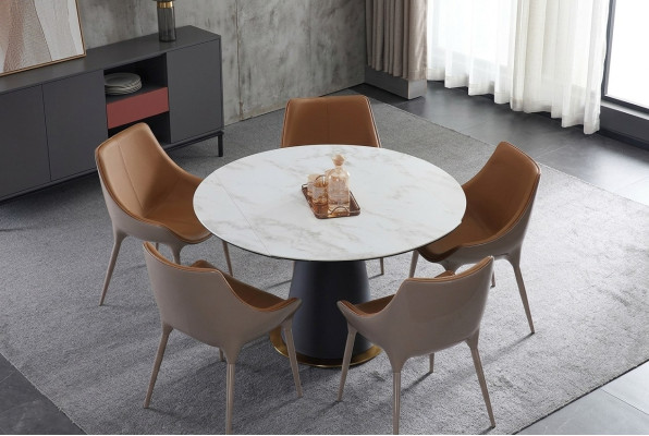 Une élégante table à manger ronde pour votre salle à manger dans un style moderne