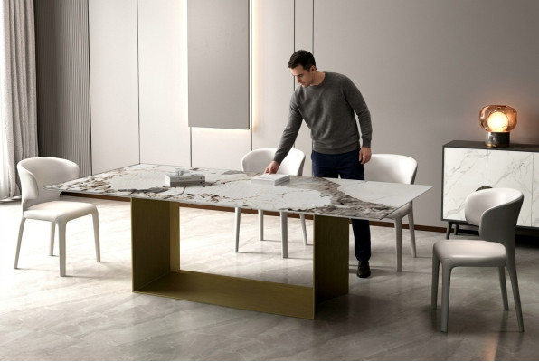 Salle à manger moderne Salon Cuisine Tables 180x90 Table à manger Design Table en acier inoxydable