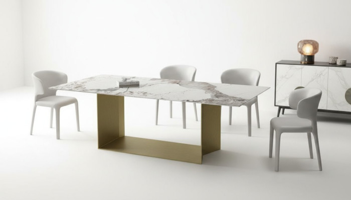 Salle à manger moderne Salon Cuisine Tables 180x90 Table à manger Design Table en acier inoxydable