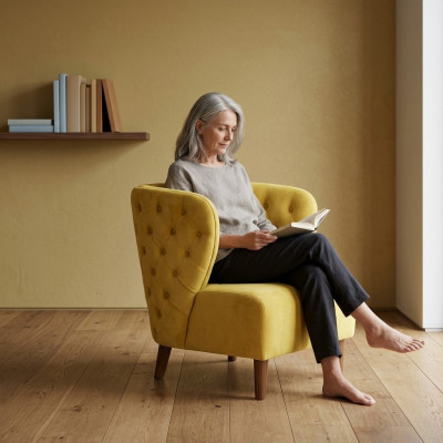 Fauteuil Chesterfield jaune xl en tissu textile Canapés Meubles créatifs Canapés