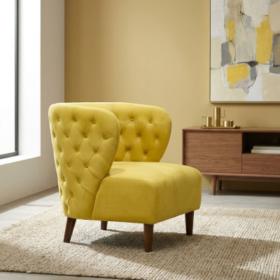 Fauteuil Chesterfield jaune xl en tissu textile Canapés Meubles créatifs Canapés