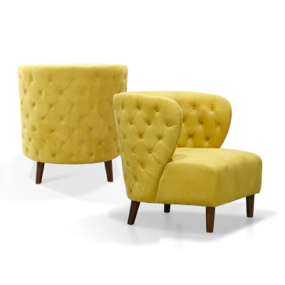 Fauteuil Chesterfield jaune xl en tissu textile Canapés Meubles créatifs Canapés