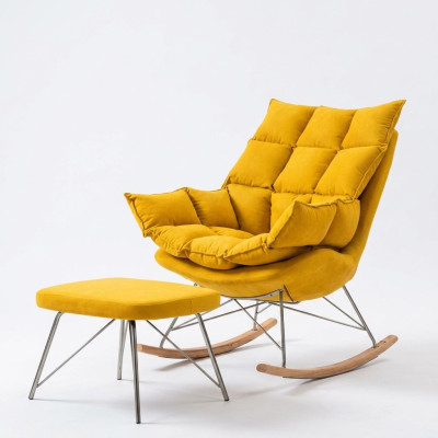 Fauteuil en métal Design Tissu Lounge Rocking Chair Siège Chambre Balancement