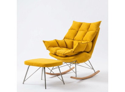 Fauteuil en métal Design Tissu Lounge Rocking Chair Siège Chambre Balancement
