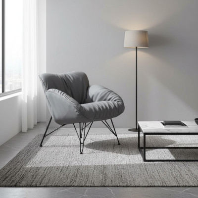 Fauteuil Doux Salon TV Canapé Canapé Chaise Velours Gris