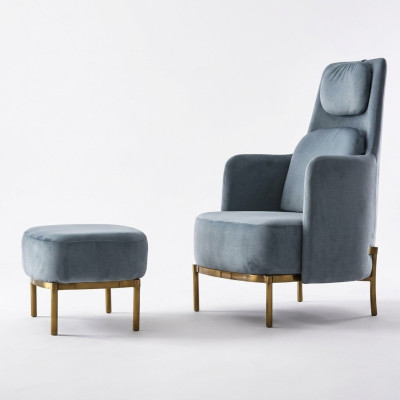 Fauteuil Chaise Rembourrage Télé Cuir Textile Tissu Gris Design Lounge