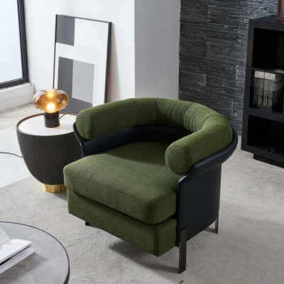 Siège de luxe en tissu pour fauteuil de club de salon de détente design.