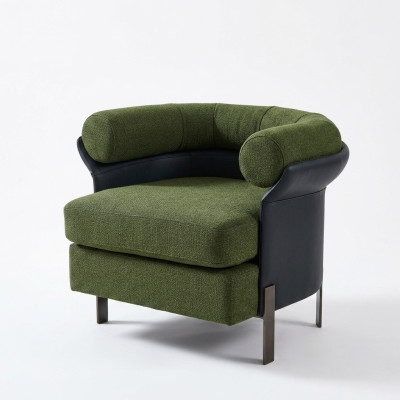 Siège de luxe en tissu pour fauteuil de club de salon de détente design.