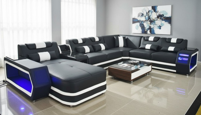 Paysage vivant Canapé Tissu Canapés en cuir Rembourrage Coin canapé Design Coin Canapé en forme de U