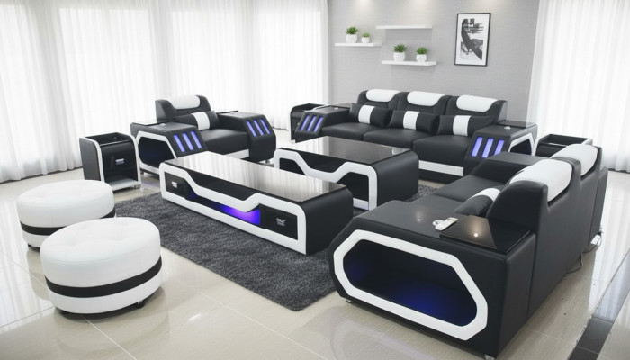 Ensemble de canapé 3+2+1 place Table basse Suite Design Moderne Ensemble moderne en 4 pièces