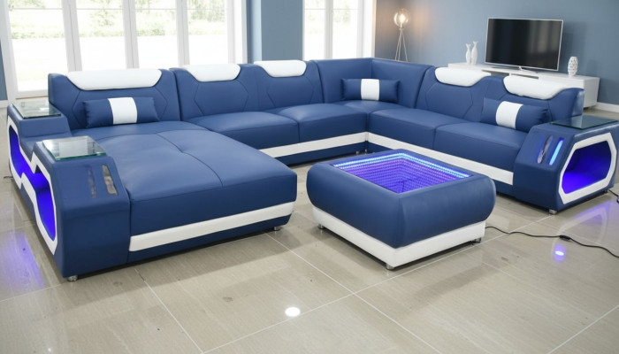 Sofas Sofa d'angle en forme de U Canapé Rembourrage Canapé d'angle en cuir neuf Paysage de vie nouveau Canapé de designer
