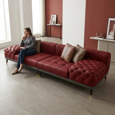 Chesterfield Grand Canapé Mobilier de Luxe Canapé Rembourrage Canapé 4 Places