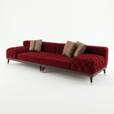 Chesterfield Grand Canapé Mobilier de Luxe Canapé Rembourrage Canapé 4 Places