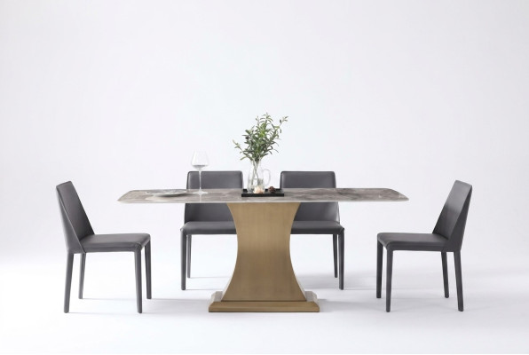 Table à manger de luxe en acier inoxydable Tables Colonne de meubles de table en marbre Style Tables à manger en métal