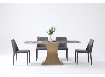 Table à manger de luxe en acier inoxydable Tables Colonne de meubles de table en marbre Style Tables à manger en métal