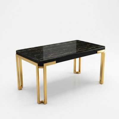 Tables de luxe Table de salle à manger Moderne Table de salle à manger en métal Meubles en acier inoxydable doré
