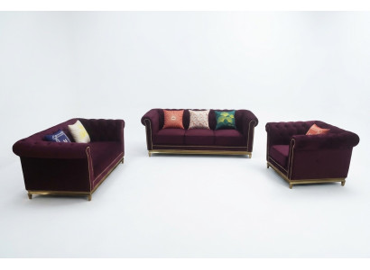 Ensemble de sièges 3+2+1 Seater Meubles Tissu en cuir de revêtement design Chesterfield moderne