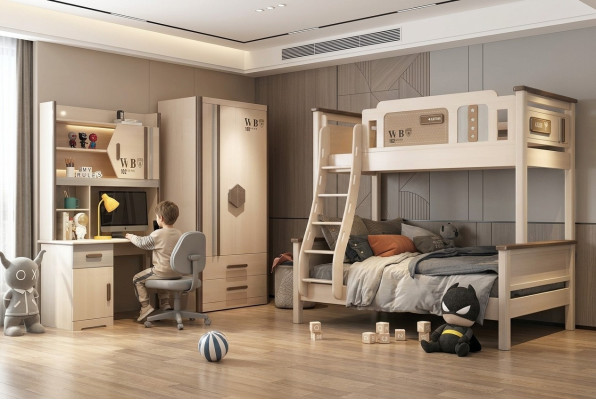 Chambre Jeunesse Ensemble de chambre d'enfants Garde-robe moderne Commode Table neuve en 2 parties.