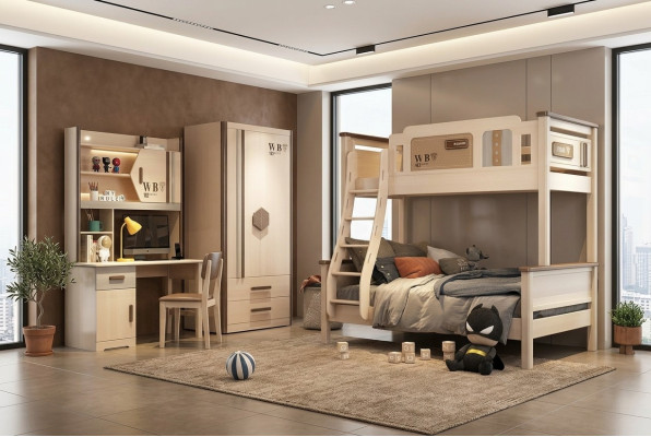 Chambre Jeunesse Ensemble de chambre d'enfants Garde-robe moderne Commode Table neuve en 2 parties.