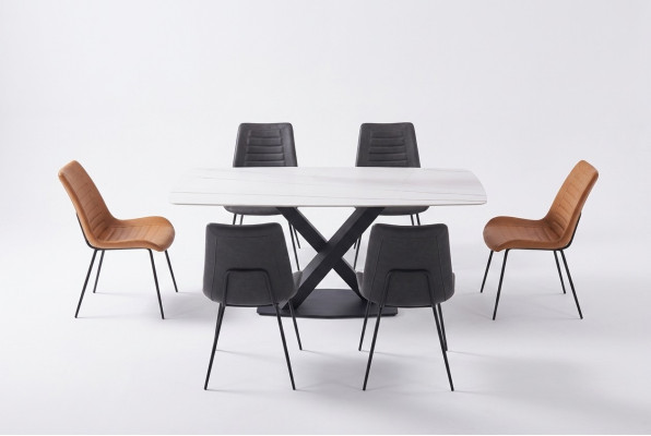 Tables de salle à manger de luxe Table en acier Table de salle à manger Meubles modernes en acier inoxydable neufs