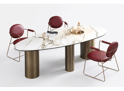 Salle à manger Mobilier acier inoxydable Table à manger ovale Design de table Tables Mobilier de luxe Ronde Nouveau