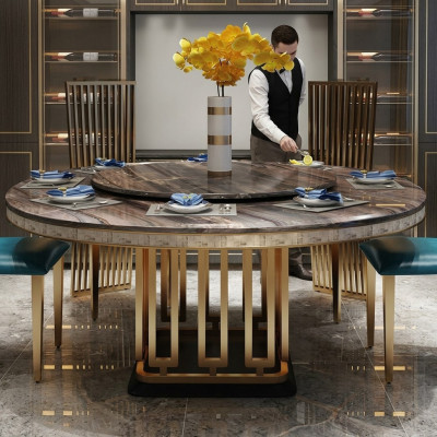 Tables rondes de luxe en acier inoxydable Design de meubles Salle à manger Tables à manger nouvelles