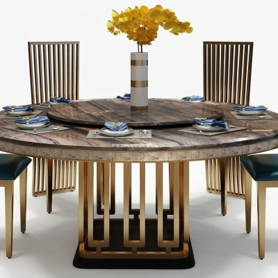 Tables rondes de luxe en acier inoxydable Design de meubles Salle à manger Tables à manger nouvelles