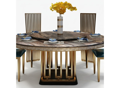 Tables rondes de luxe en acier inoxydable Design de meubles Salle à manger Tables à manger nouvelles