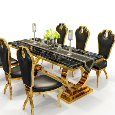 Table en acier inoxydable Salle à manger Design de cuisine moderne Table métallique
