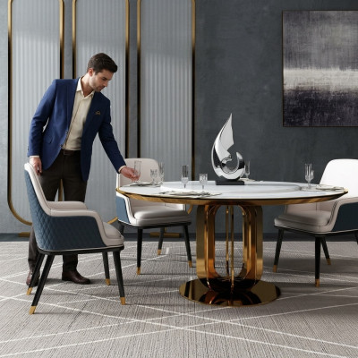 Table ronde de luxe Table ronde Tables de design en acier inoxydable Mobilier Table à manger Salle à manger nouvelles tables