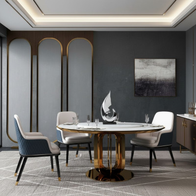 Table ronde de luxe Table ronde Tables de design en acier inoxydable Mobilier Table à manger Salle à manger nouvelles tables