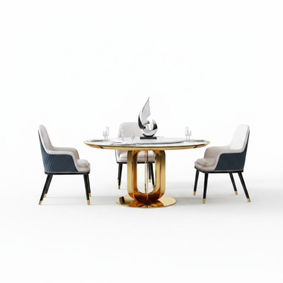 Table ronde de luxe Table ronde Tables de design en acier inoxydable Mobilier Table à manger Salle à manger nouvelles tables