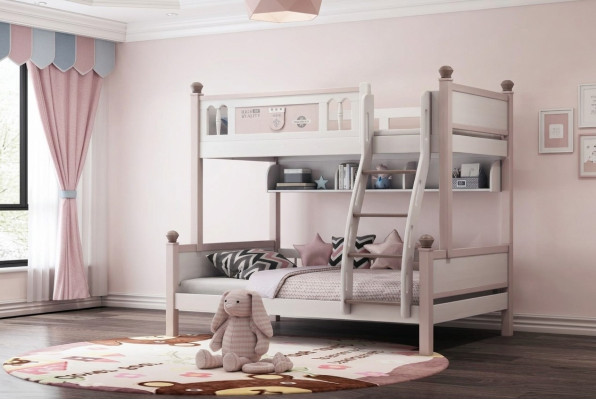 Lit superposé double Lit superposé de haute brillance naturelle Lit mezzanine Lit pour enfants Lits au sol Lit