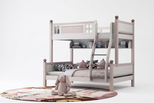 Lit superposé double Lit superposé de haute brillance naturelle Lit mezzanine Lit pour enfants Lits au sol Lit