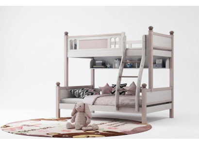 Lit superposé double Lit superposé de haute brillance naturelle Lit mezzanine Lit pour enfants Lits au sol Lit