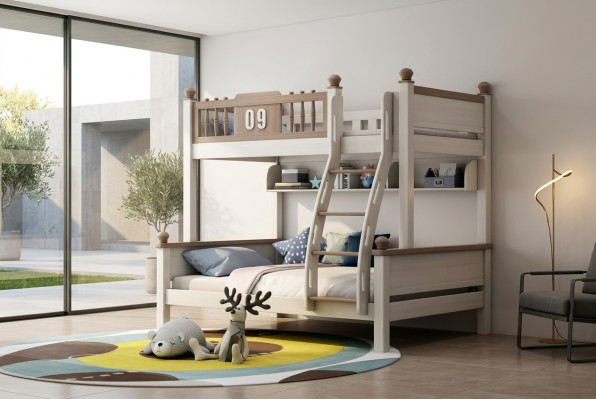 Lit superposé double étage Lits superposés Lit mezzanine Bois massif Chambre d'enfants et de jeunesse neuf