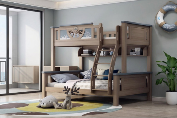 Lit superposé double Chambre d'enfants Mobilier pour jeunes en bois Lit superposé double