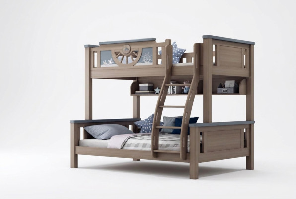 Lit superposé double Chambre d'enfants Mobilier pour jeunes en bois Lit superposé double