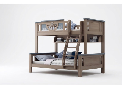 Lit superposé double Chambre d'enfants Mobilier pour jeunes en bois Lit superposé double