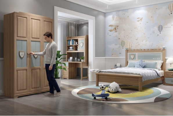 Chambre d'enfants Ensemble Chambre d'enfants Lit Commode Armoire 5 pièces Chambre neuve