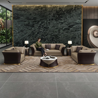 Ensemble de sièges 3+2+1 places Canapés Design Rembourrés Cuir Relax Moderne Neuf Marron