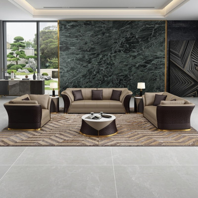 Ensemble de sièges 3+2+1 places Canapés Design Rembourrés Cuir Relax Moderne Neuf Marron