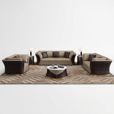 Ensemble de sièges 3+2+1 places Canapés Design Rembourrés Cuir Relax Moderne Neuf Marron