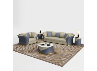 Ensemble de canapé 4+1 place canapé Mobilier en tissu Suite Design italien Sofa